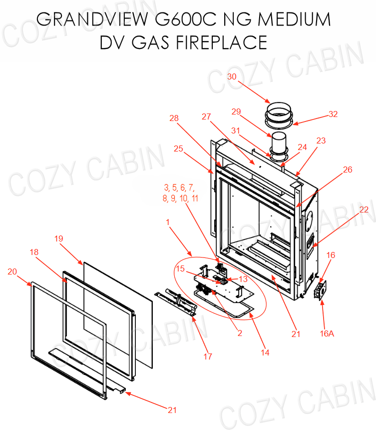 Grandview Medium Direct Vent Natural Gas Fireplace (G600C NG) #G600CNG